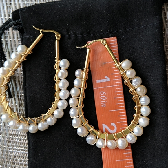 🔥 NWOT! Genuine Pearls Hoops - Picture 6 of 9